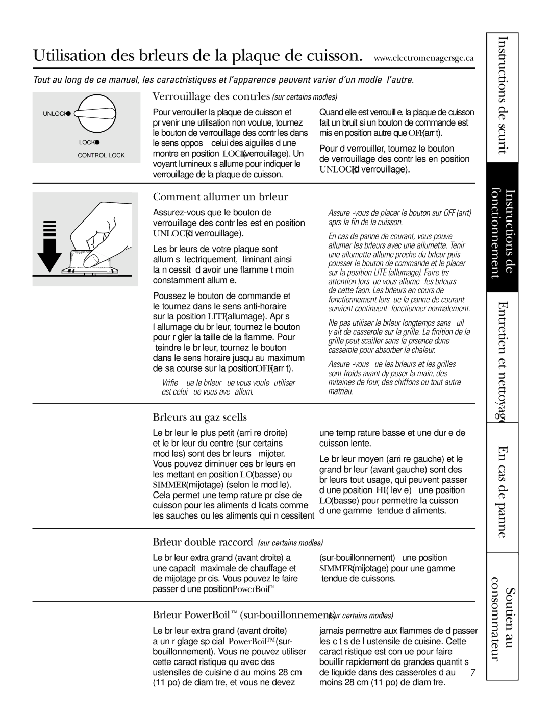 GE JGP975 owner manual Sécurité 