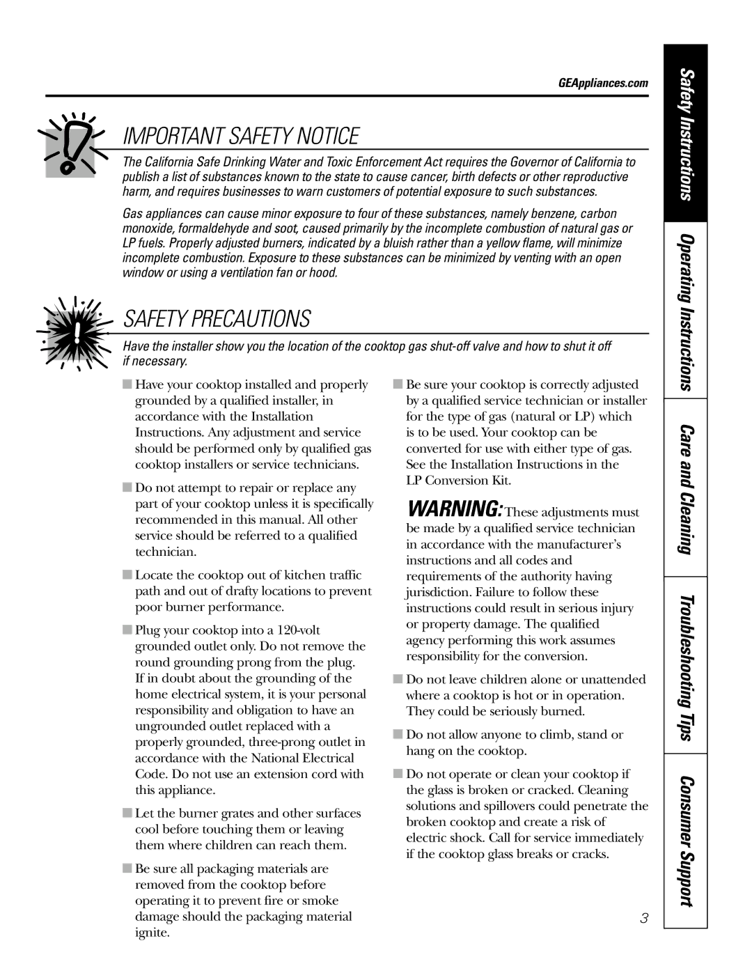 GE JGP989 manual Important Safety Notice, GEAppliances.com 