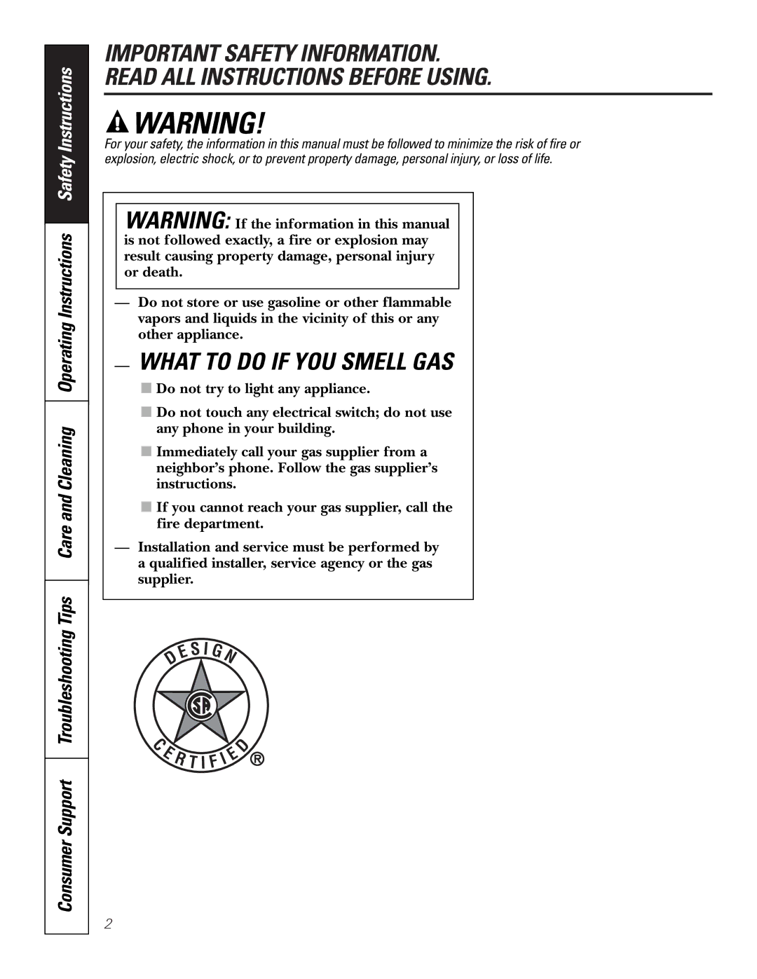 GE JGP990 manual What to do if YOU Smell GAS 