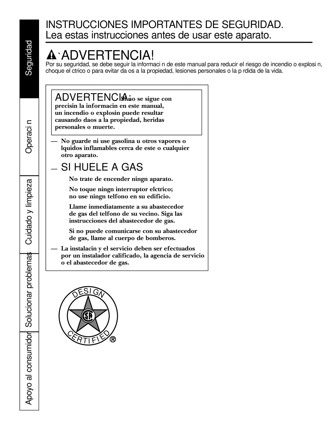 GE JGP990 manual ¡Advertencia 