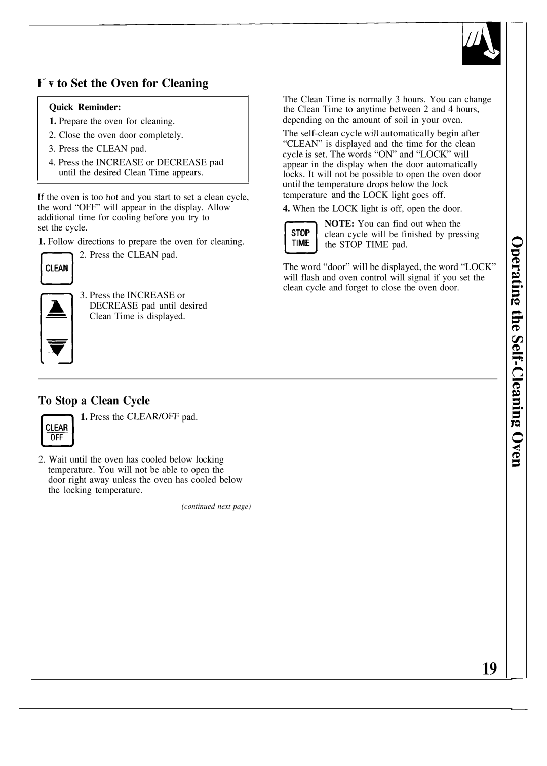 GE JGRP16 warranty To Set the Oven for Cleaning 