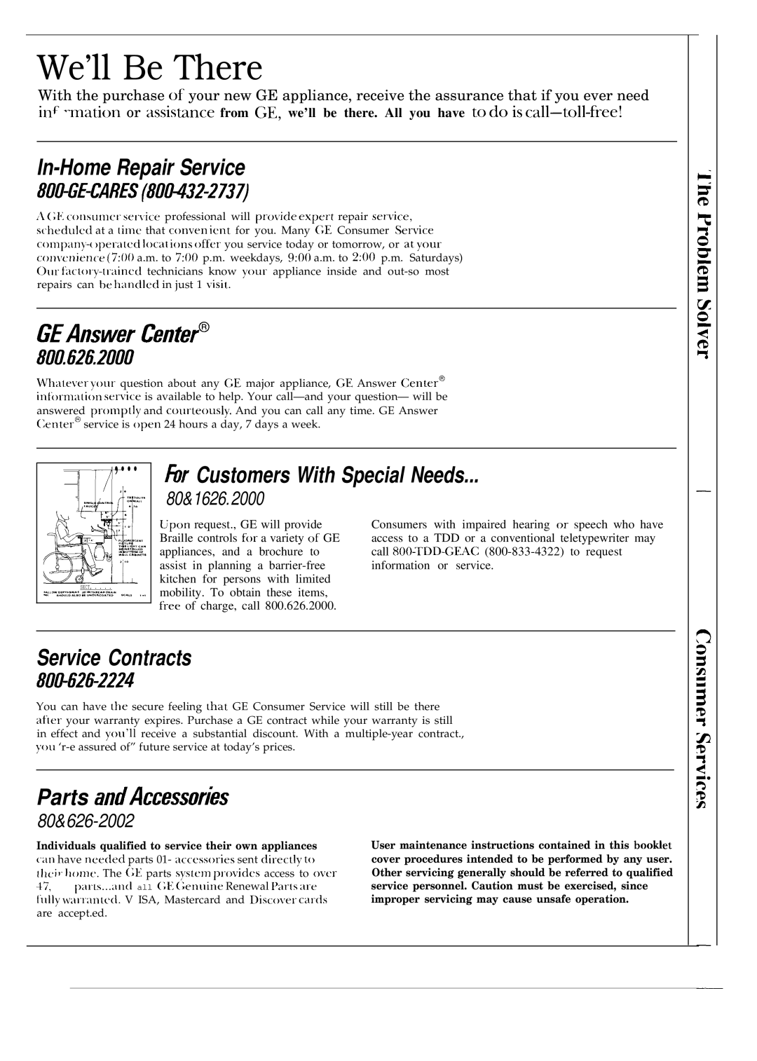 GE JGRP16 warranty We’ll Be There 