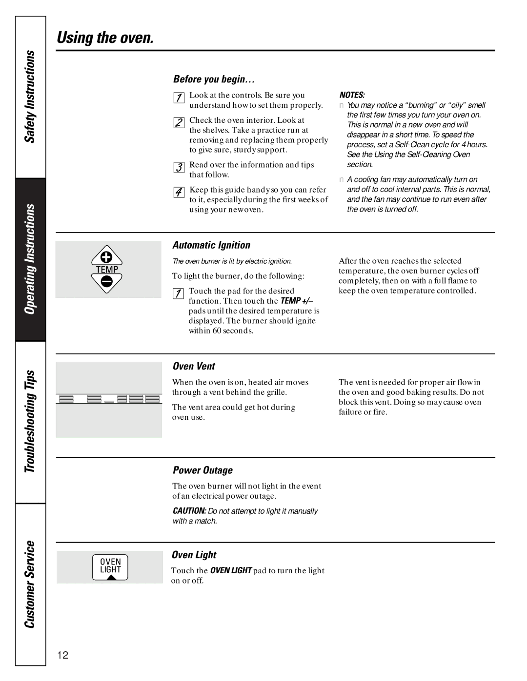 GE JGRP17 owner manual Using the oven 