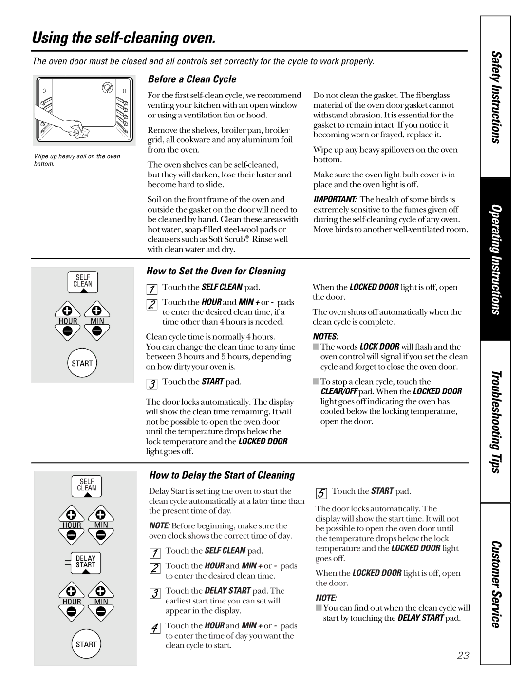 GE JGRP17 owner manual Using the self-cleaning oven, Before a Clean Cycle, How to Set the Oven for Cleaning, Safety 