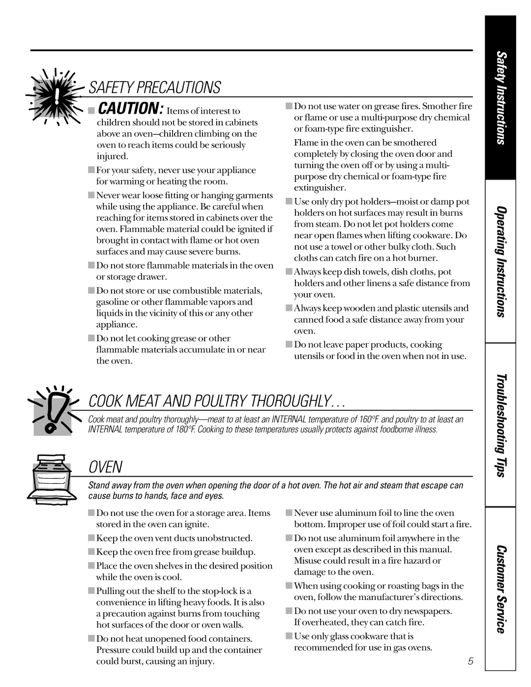 GE JGRP17 owner manual Safety Precautions 