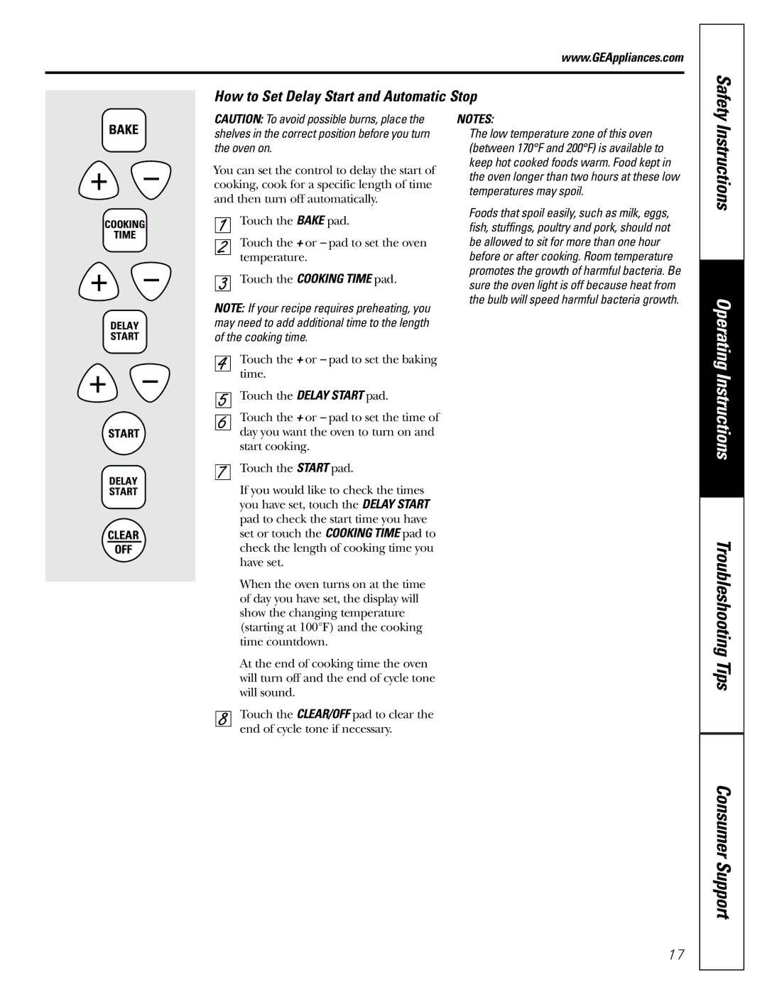 GE JGRP20 owner manual How to Set Delay Start and Automatic Stop 