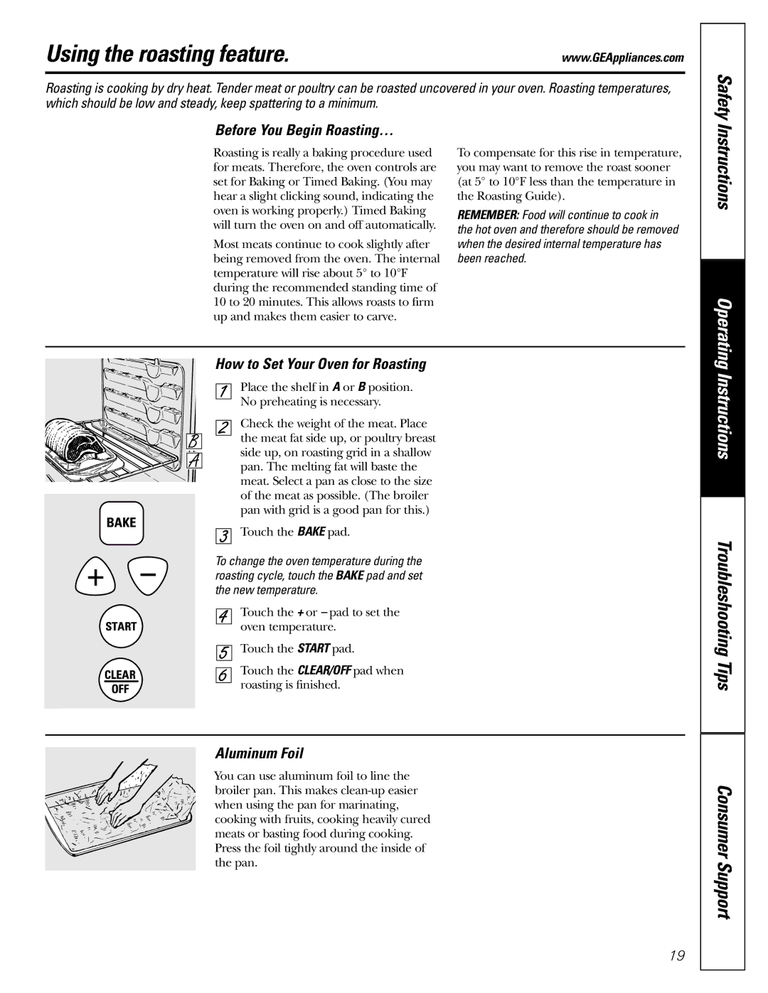 GE JGRP20 owner manual Using the roasting feature, Before You Begin Roasting…, How to Set Your Oven for Roasting 