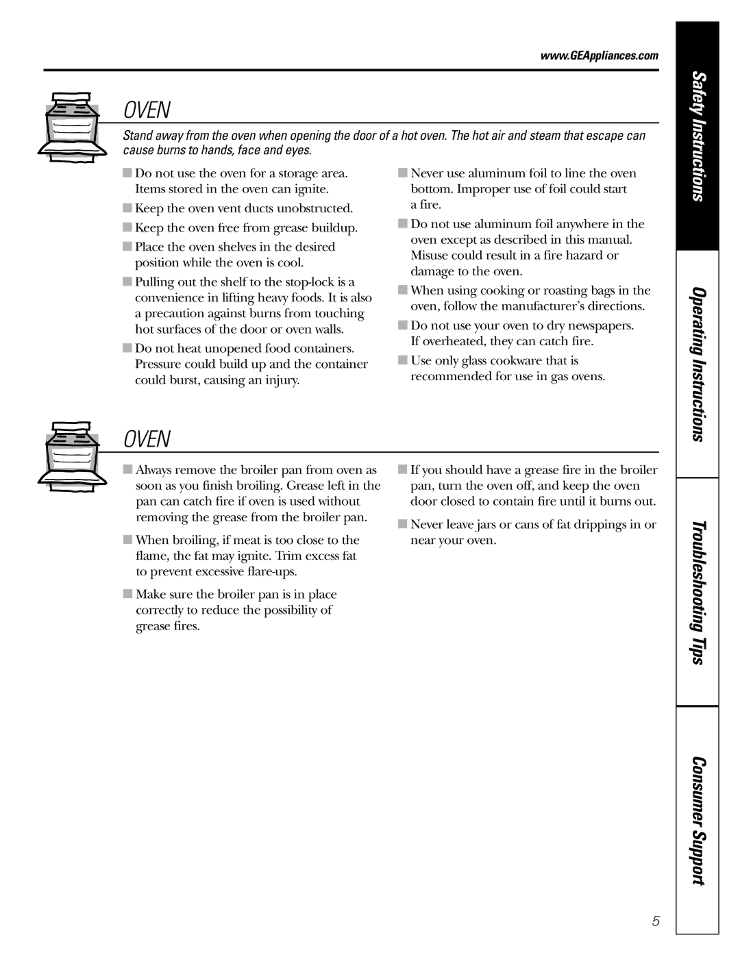 GE JGRP20 owner manual Oven 