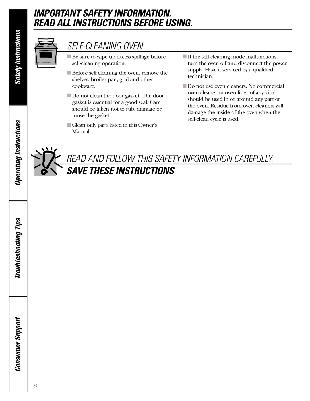 GE JGRP20 owner manual SELF-CLEANING Oven 