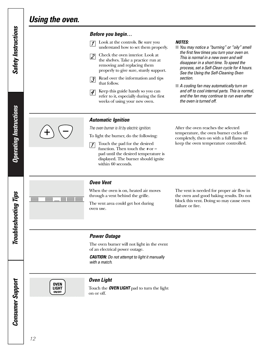 GE JGRP20 owner manual Using the oven 