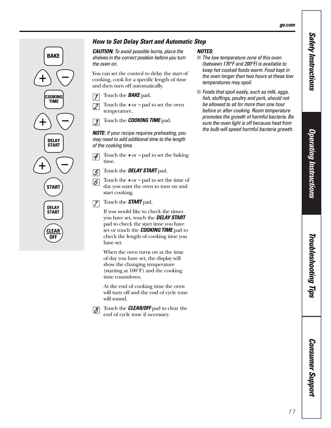 GE JGRP20 owner manual How to Set Delay Start and Automatic Stop 