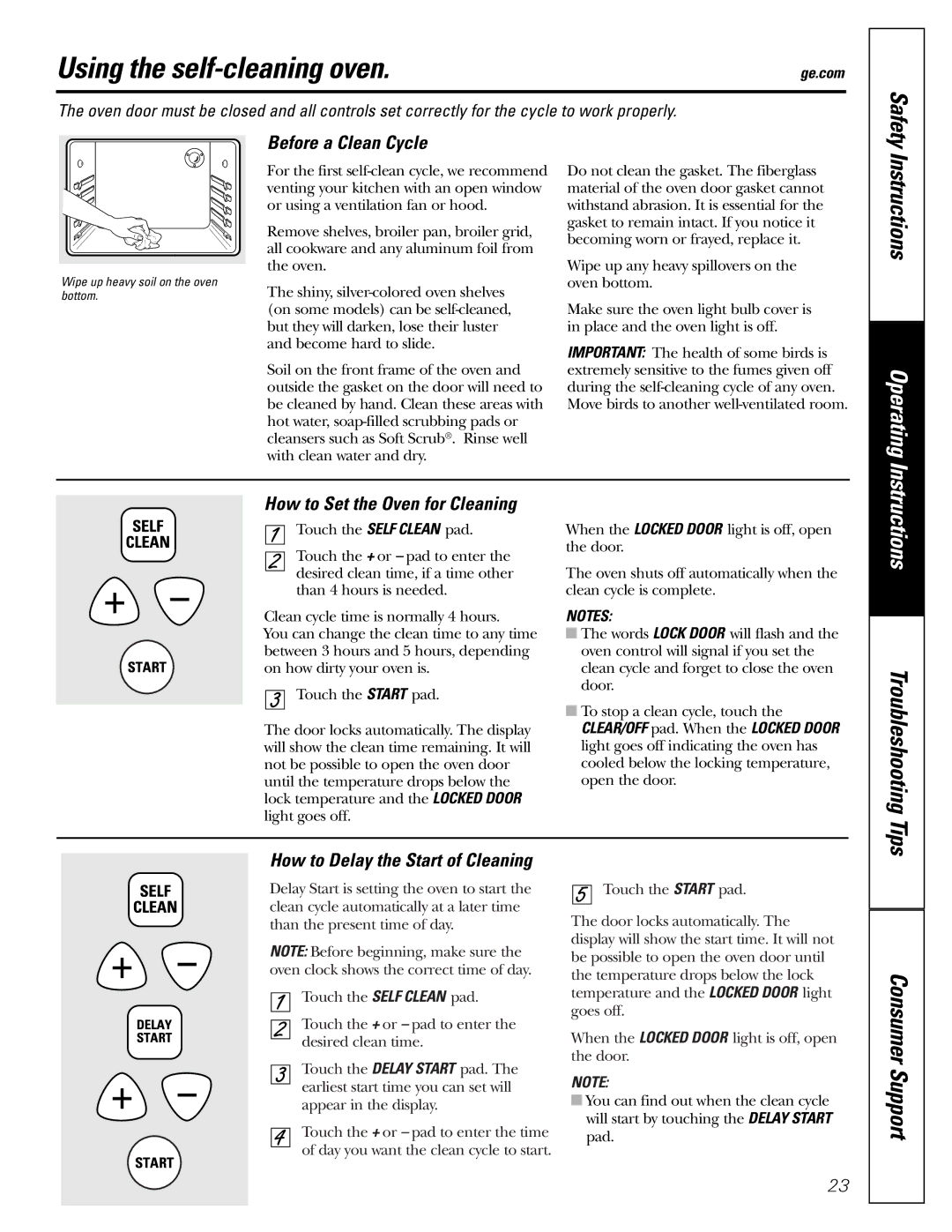 GE JGRP20 owner manual Using the self-cleaning oven, Before a Clean Cycle, How to Set the Oven for Cleaning, Safety 