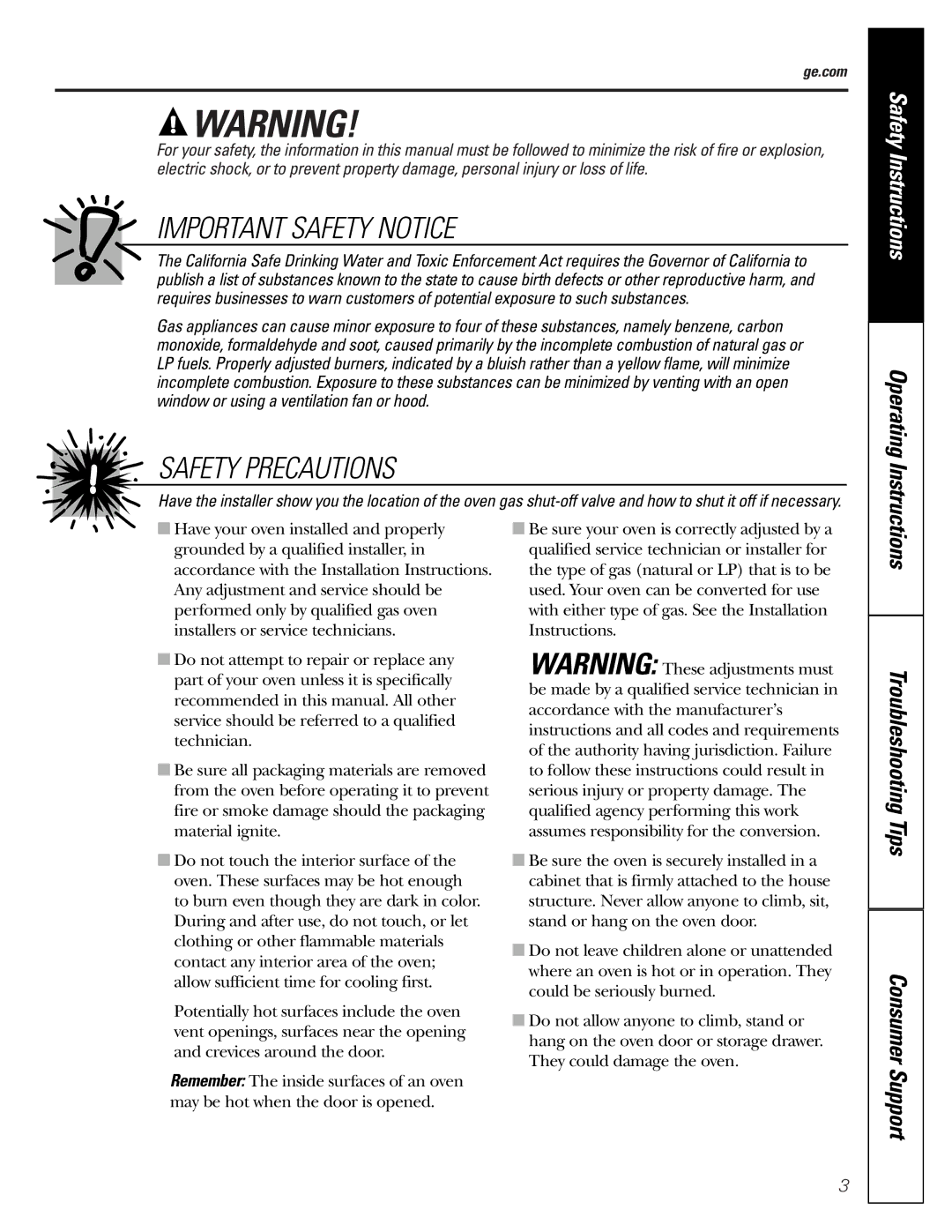 GE JGRP20 owner manual Important Safety Notice, Ge.com 