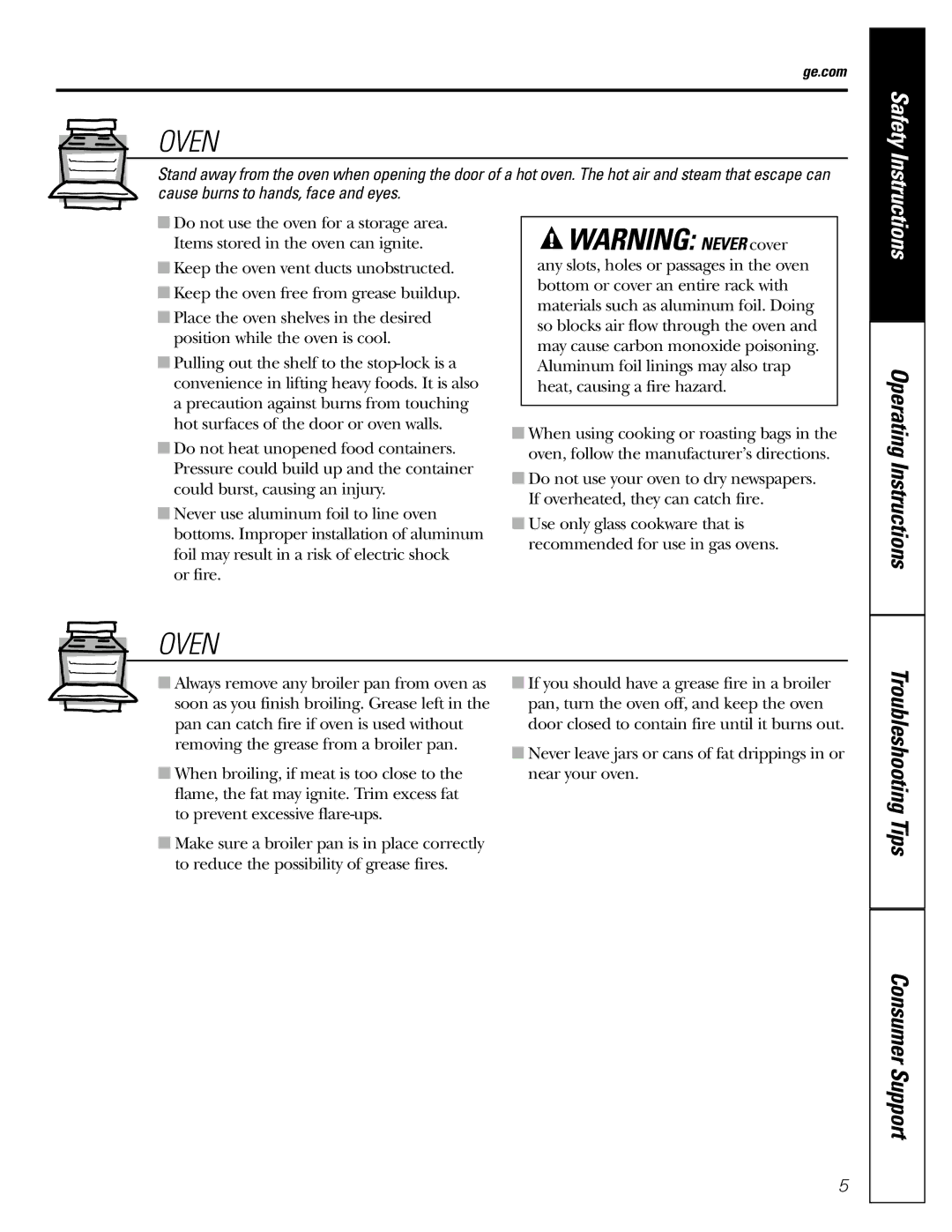 GE JGRP20 owner manual Oven 