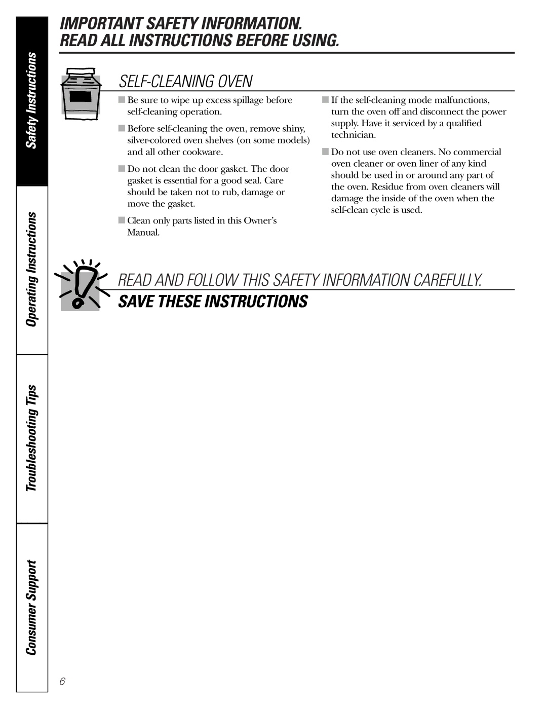 GE JGRP20 owner manual SELF-CLEANING Oven 