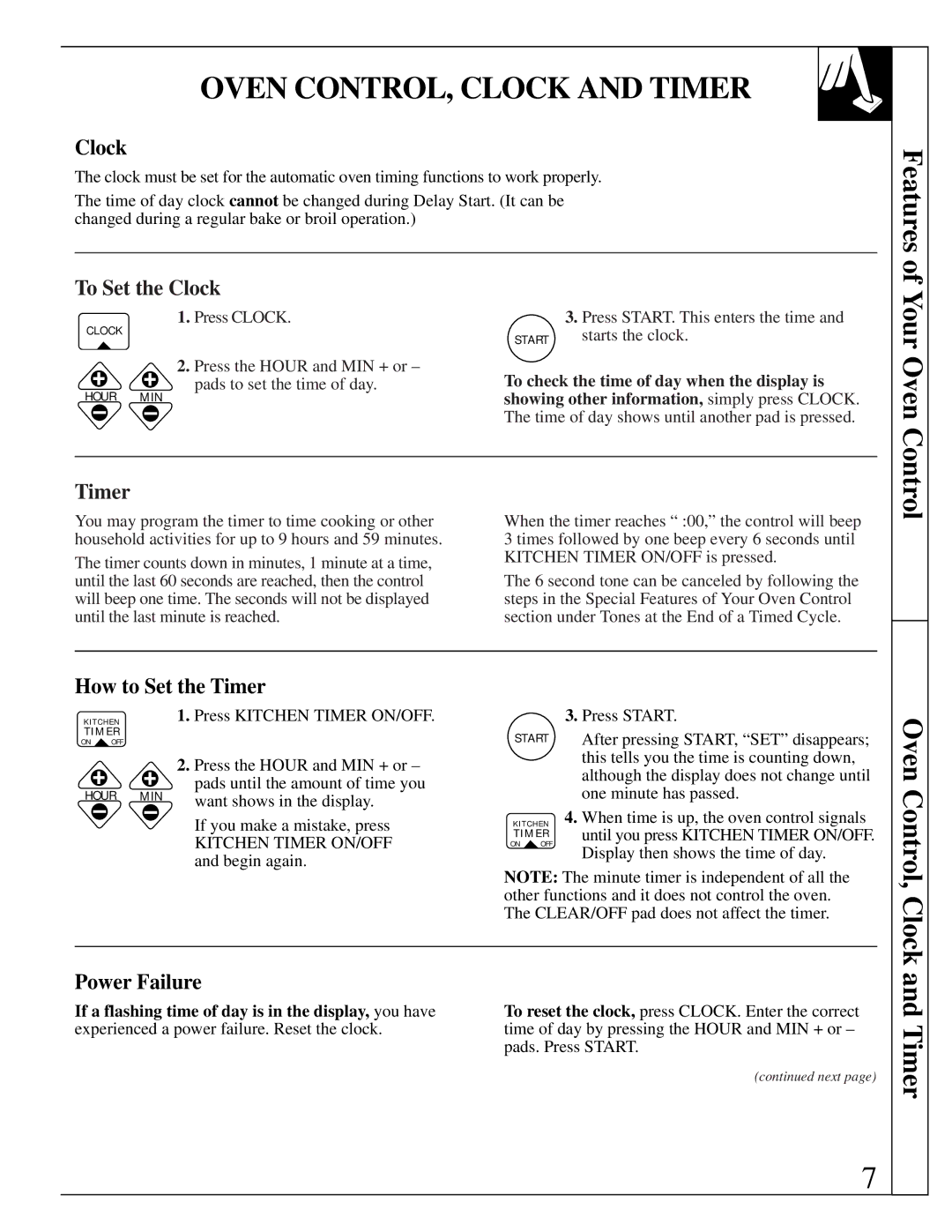 GE JGRS14 warranty Oven CONTROL, Clock and Timer 