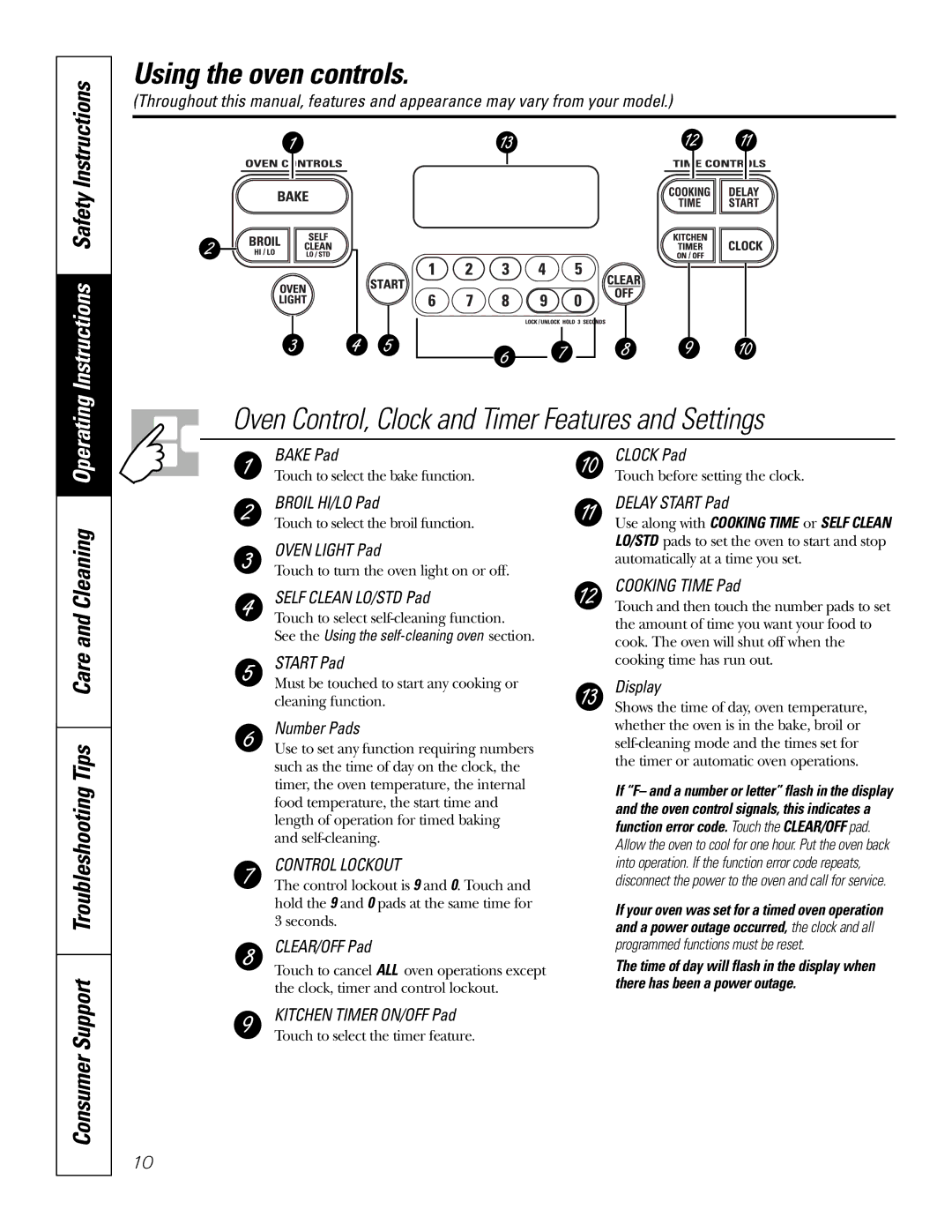 GE JGS905 owner manual Using the oven controls, Operating Instructions Safety Instructions 