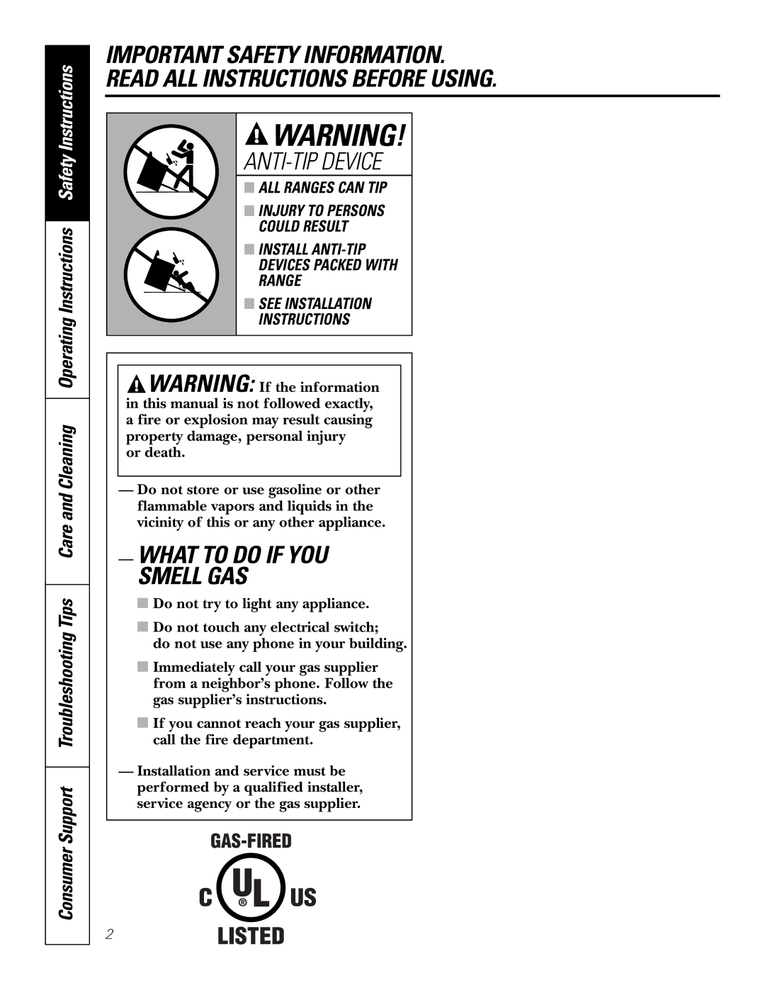 GE JGS905 owner manual Install ANTI-TIP Devices Packed with Range 