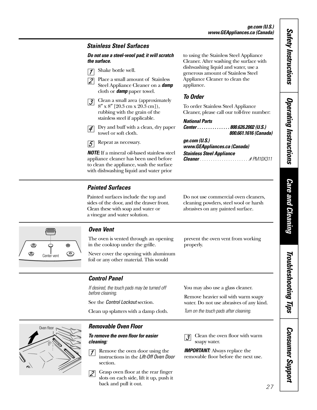 GE JGS905 owner manual Operating Instructions 