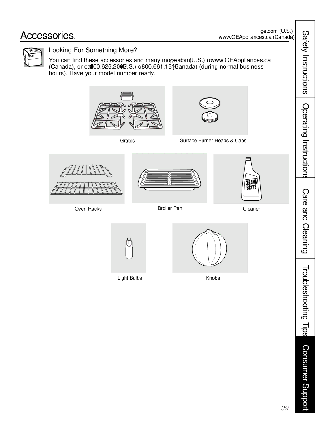 GE JGS905 owner manual Accessories, Looking For Something More? 