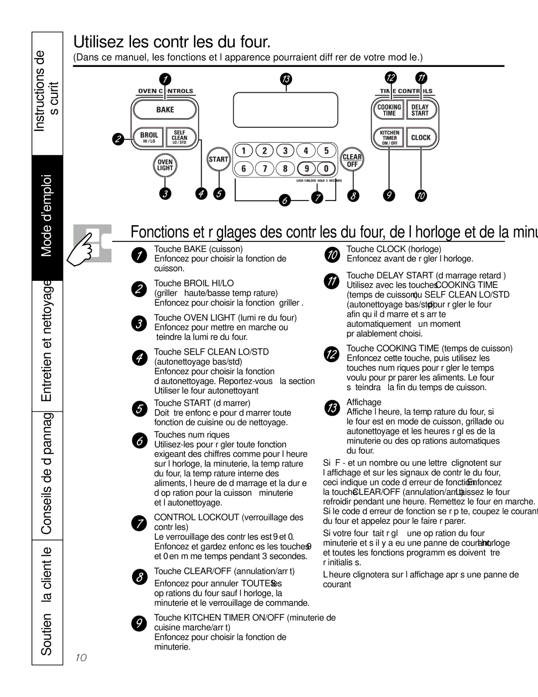 GE JGS905 owner manual Utilisez les contrôles du four, Instructions de Sécurité 