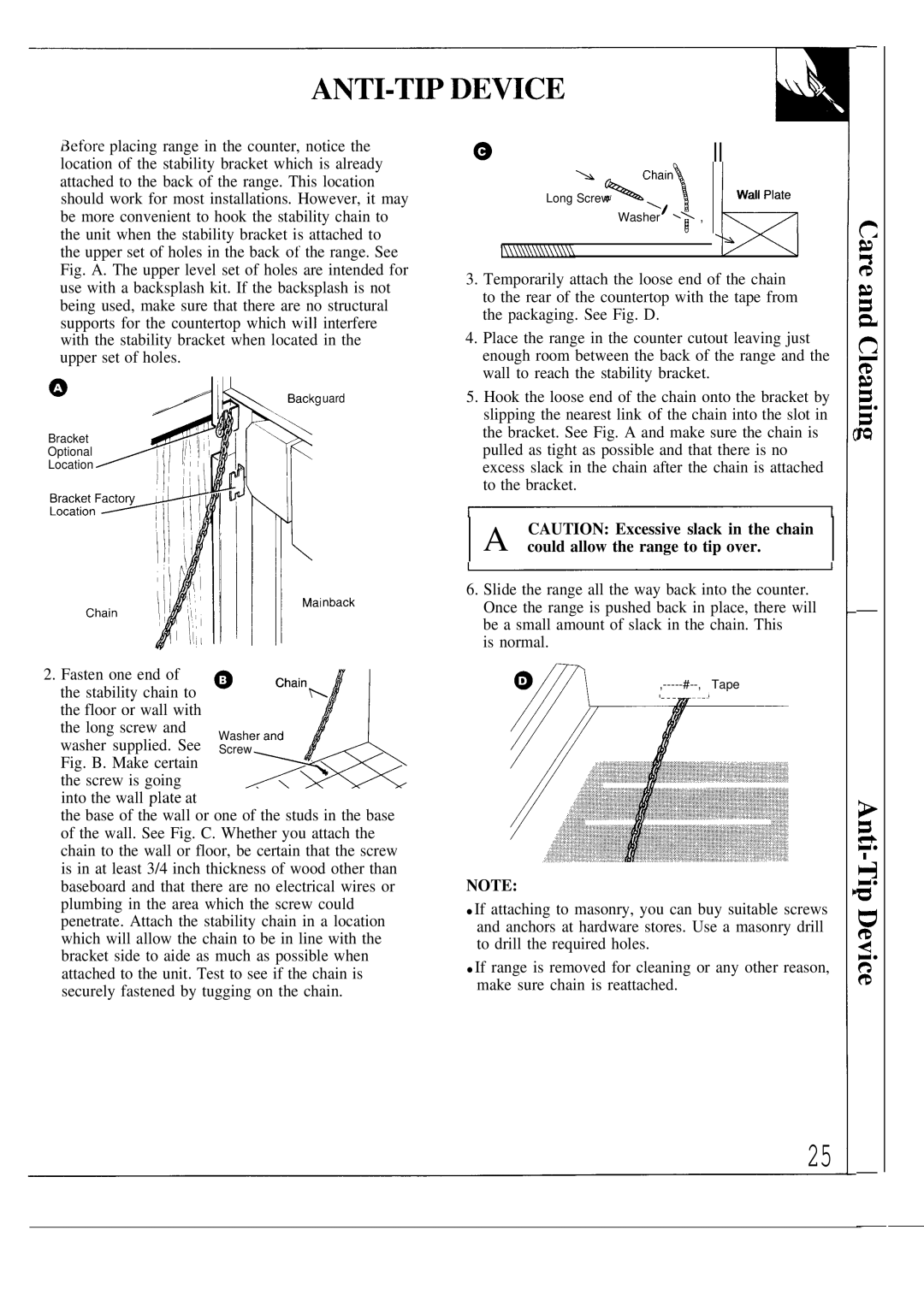 GE 164D2966P053, JGSC12 operating instructions Long k chain 