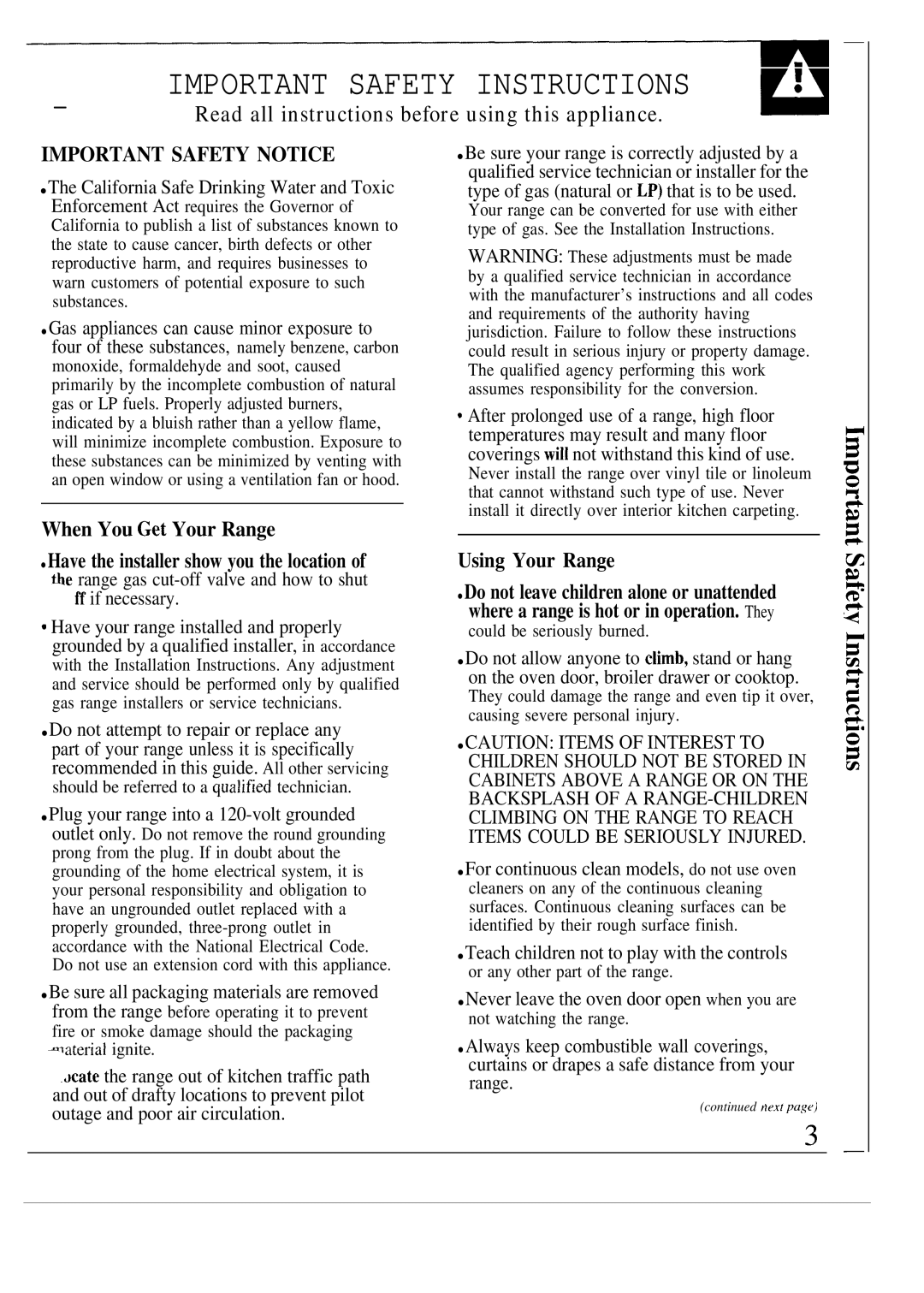 GE 164D2966P053, JGSC12 operating instructions When You Get Your Range, Using Your Range 