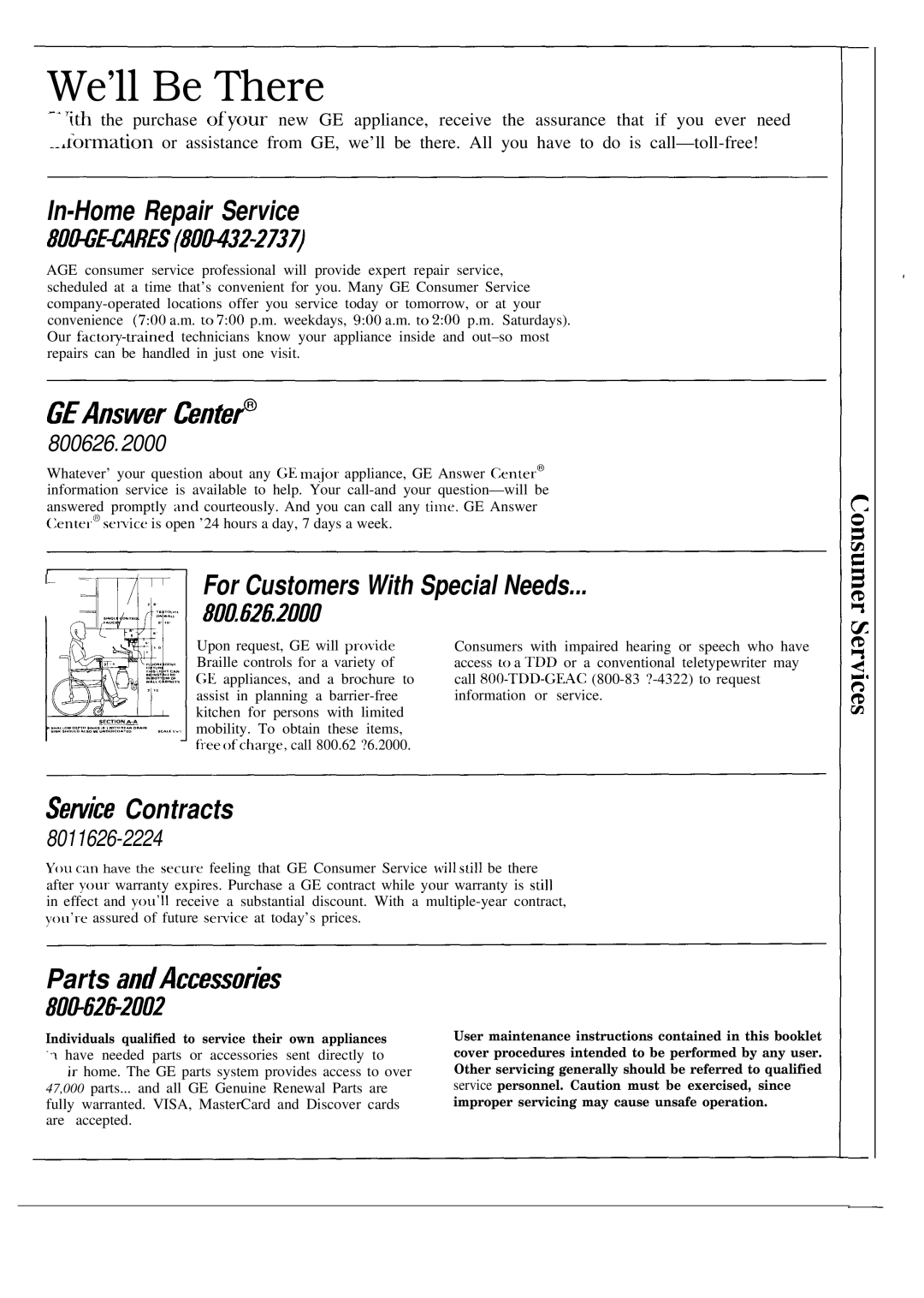 GE 164D2966P053, JGSC12 operating instructions We’ll Be There 