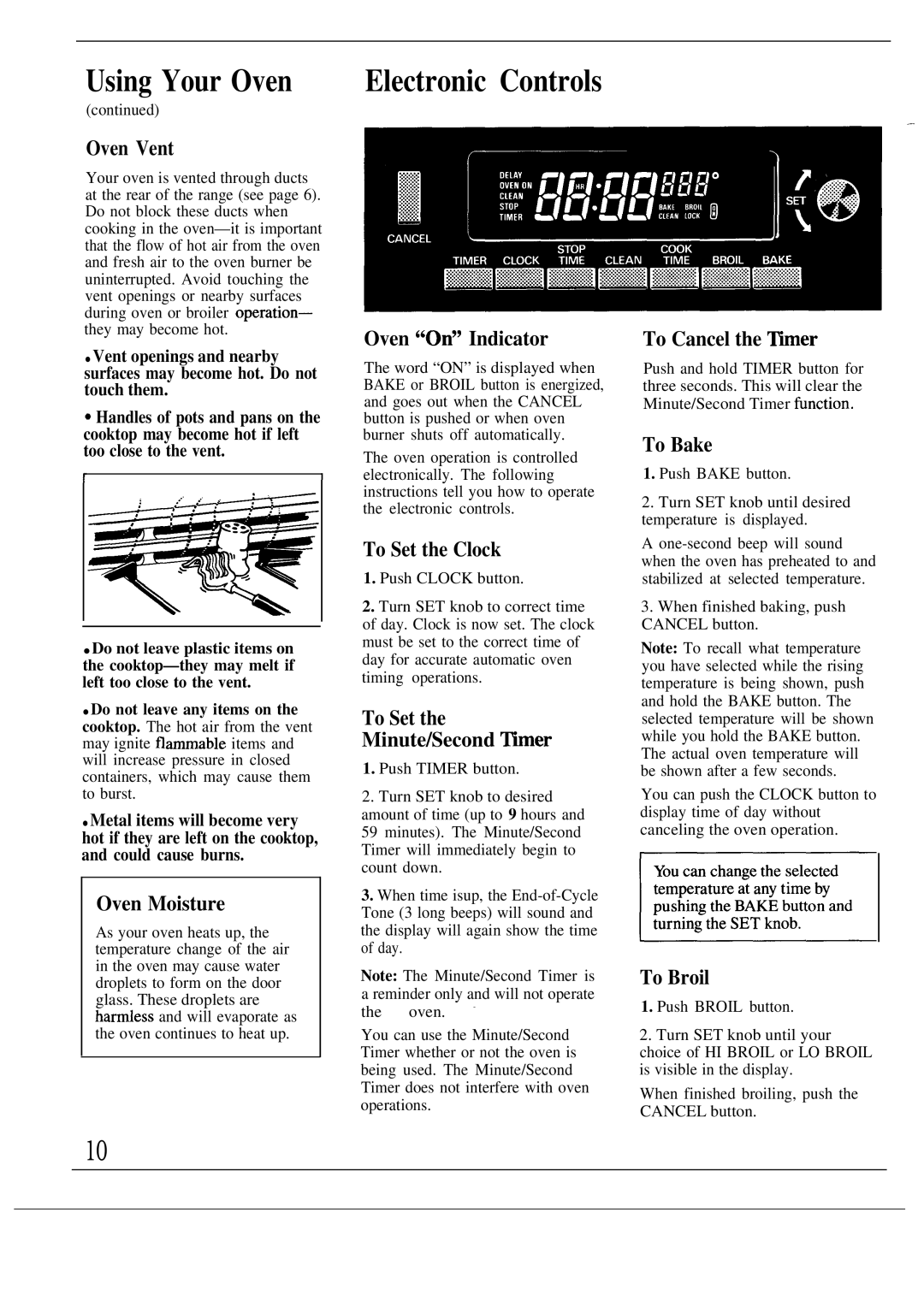 GE JGSP20GEP, JGSP21GEP manual Electronic Controls 