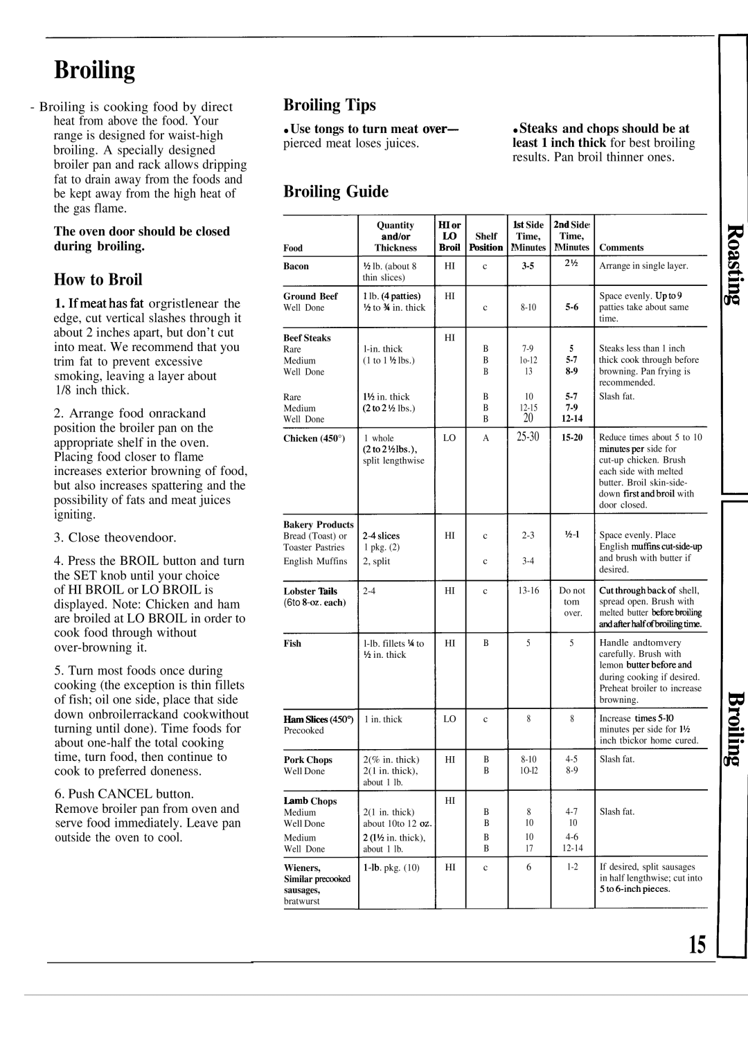 GE JGSP21GEP, JGSP20GEP manual Broiling Tips, Broiling Guide, How to Broil 