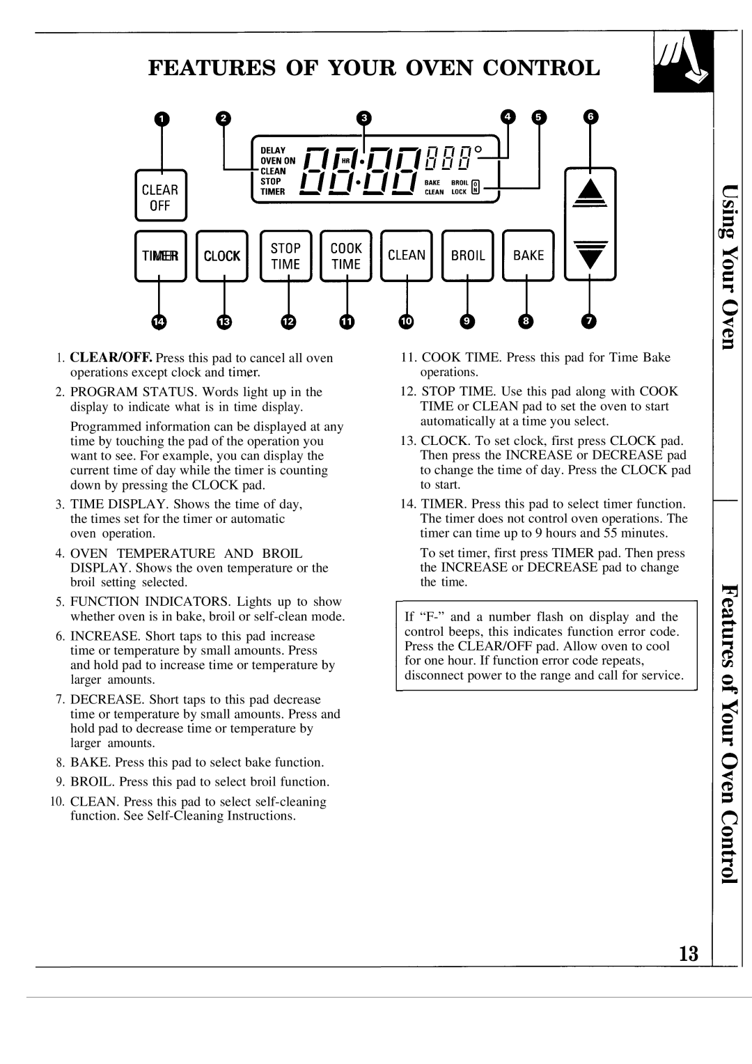 GE JGSP21GER, JGSP20GER operating instructions Features of Your Oven Control k 