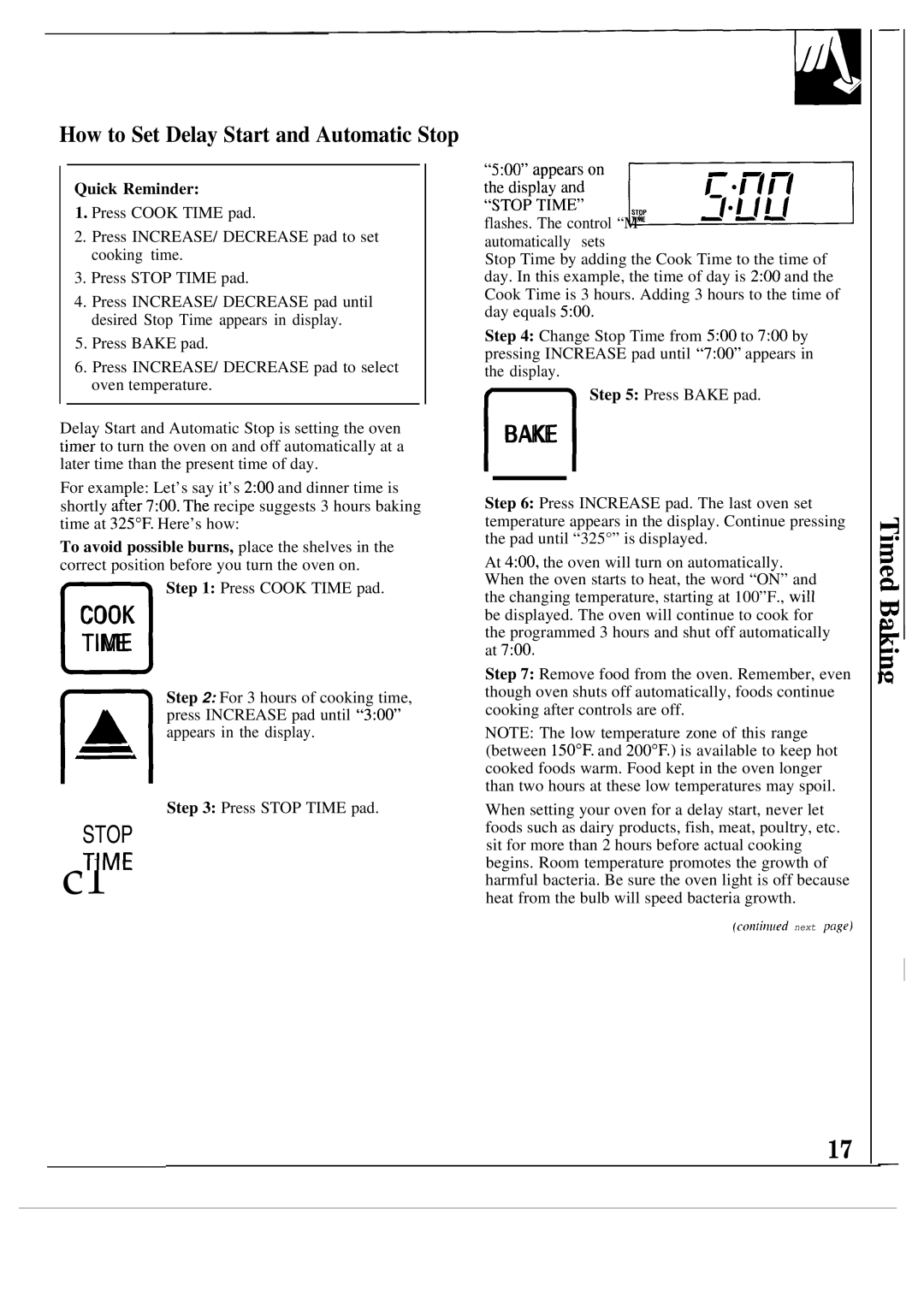 GE JGSP21GER, JGSP20GER operating instructions How to Set Delay Start and Automatic Stop, Quick Reminder 