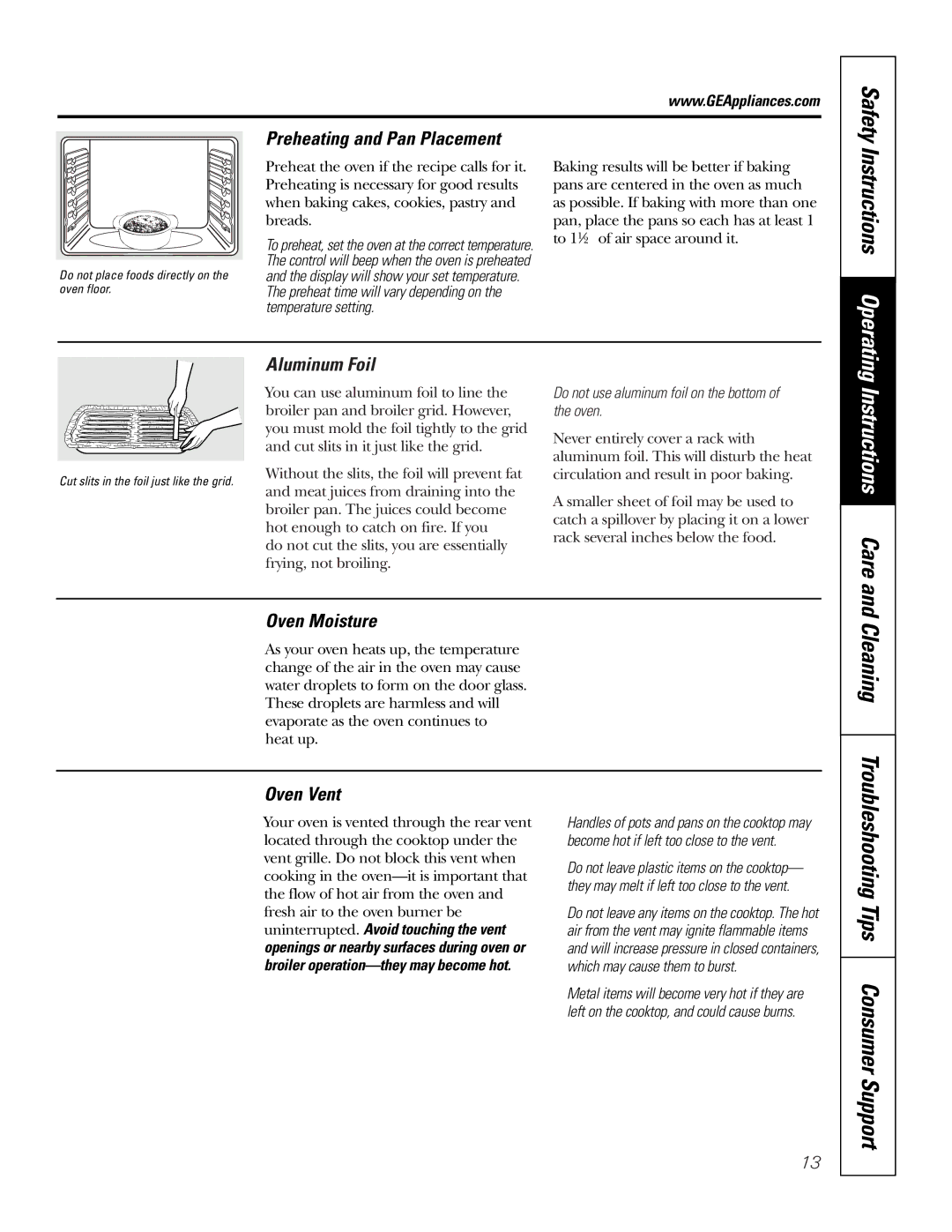 GE JGSP28 owner manual Cleaning, Instructions Operating, Troubleshooting Tips Consumer Support 