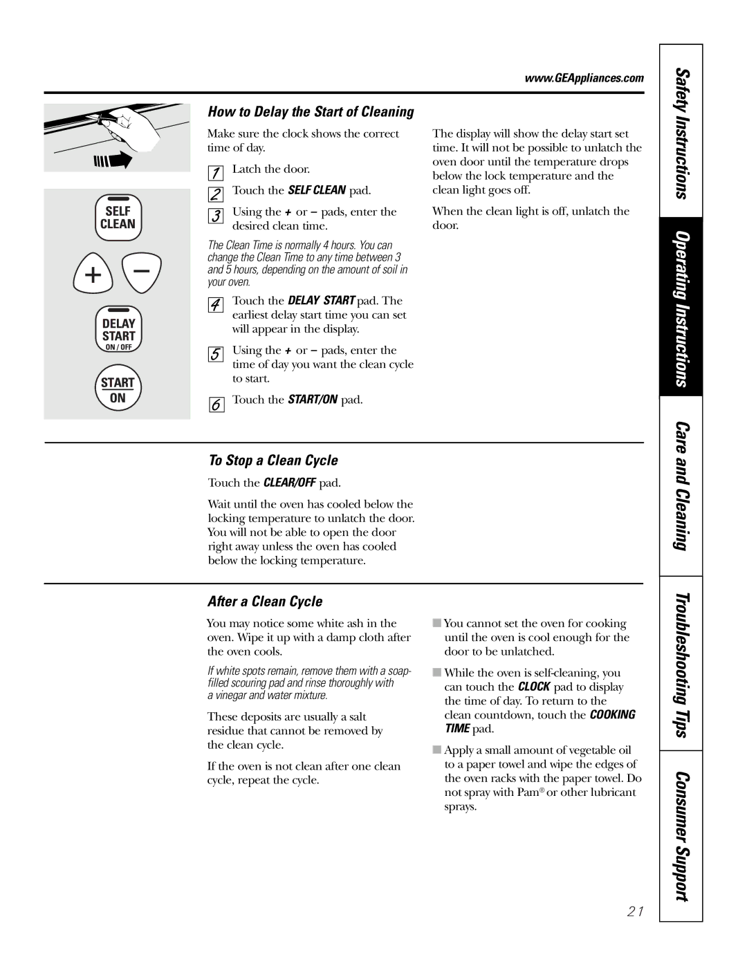 GE JGSP28 owner manual How to Delay the Start of Cleaning, To Stop a Clean Cycle, After a Clean Cycle 