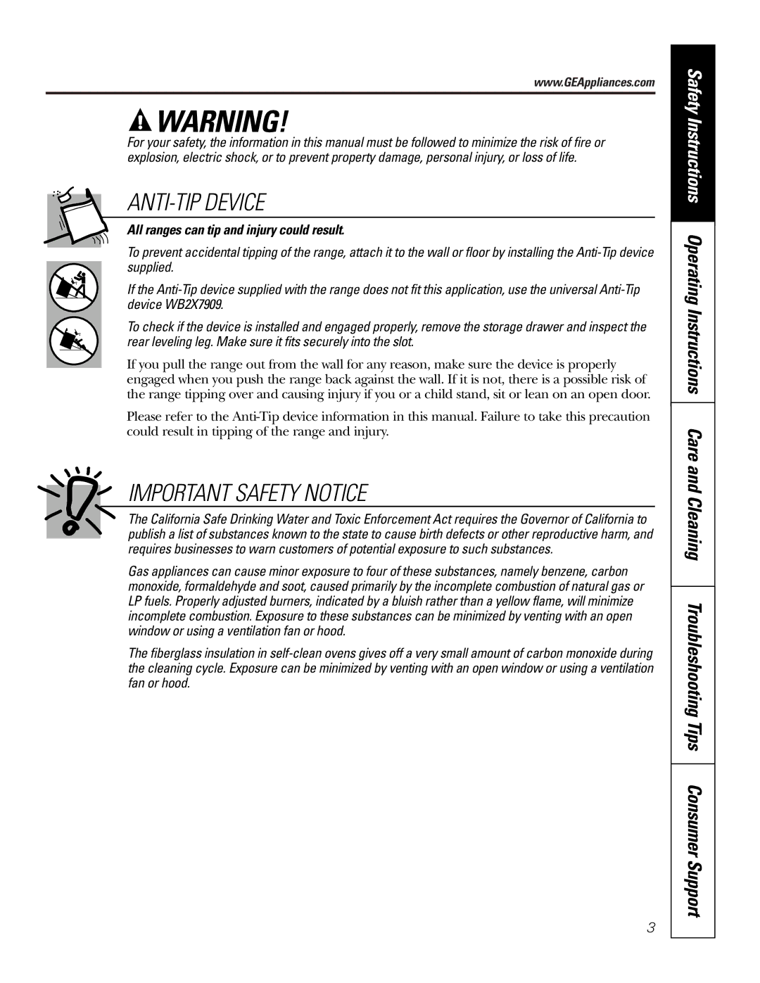 GE JGSP28 owner manual Important Safety Notice 