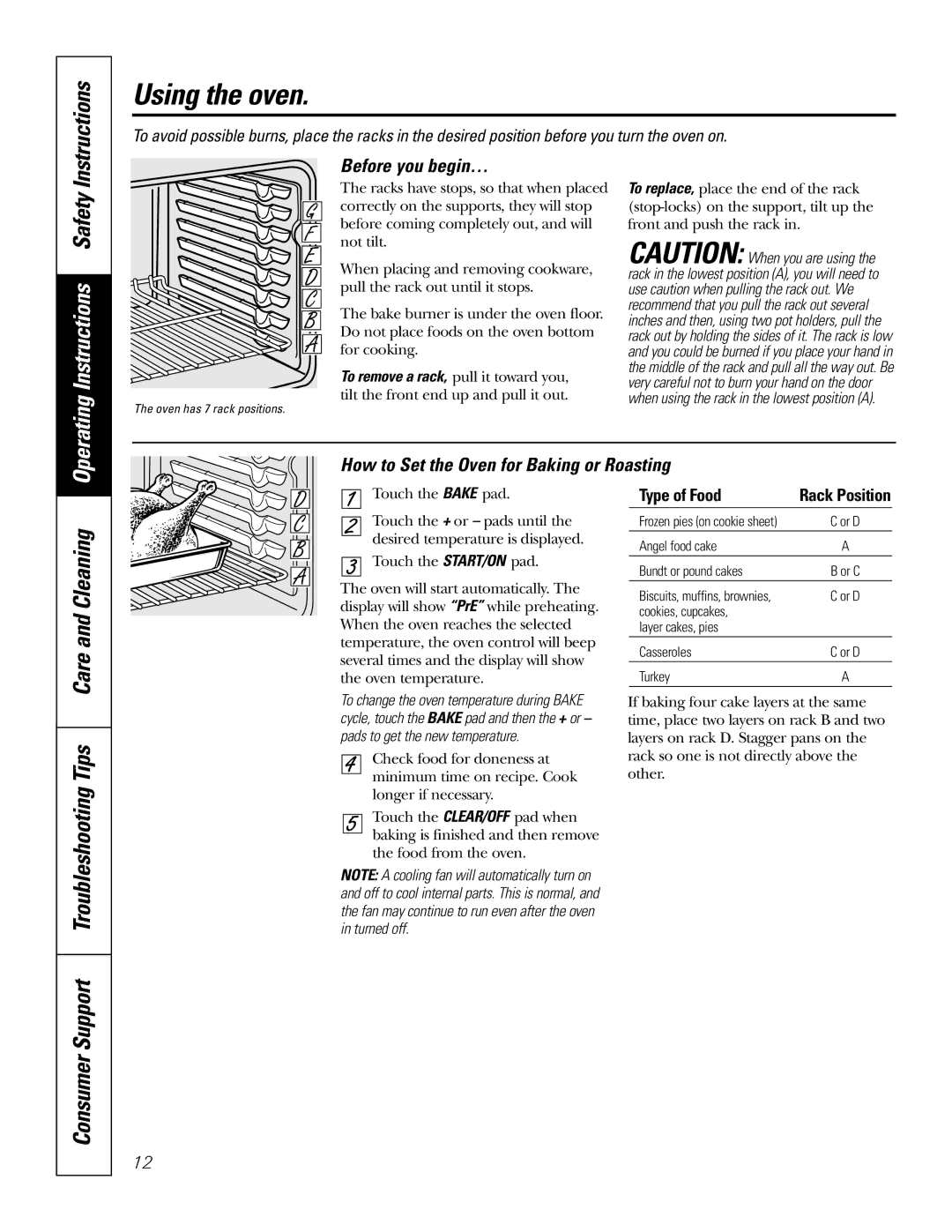 GE JGSP28 owner manual Using the oven, Consumer Support Troubleshooting Tips Care and Cleaning, Before you begin… 