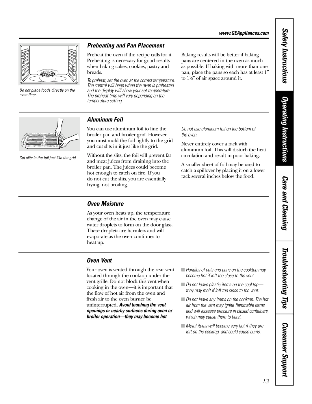 GE JGSP28 owner manual Cleaning, Instructions Operating, Troubleshooting Tips Consumer Support 