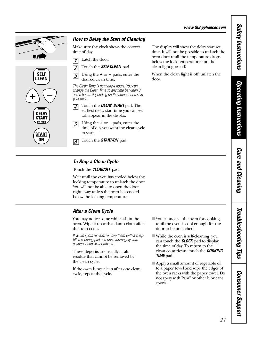 GE JGSP28 owner manual How to Delay the Start of Cleaning, To Stop a Clean Cycle, After a Clean Cycle 