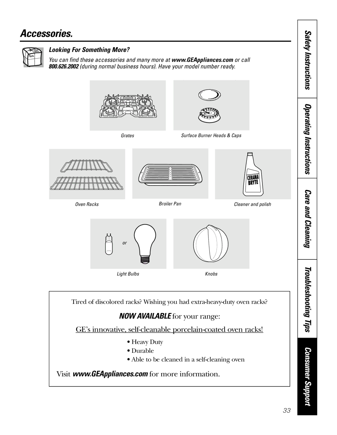 GE JGSP28 owner manual Accessories, Looking For Something More? 