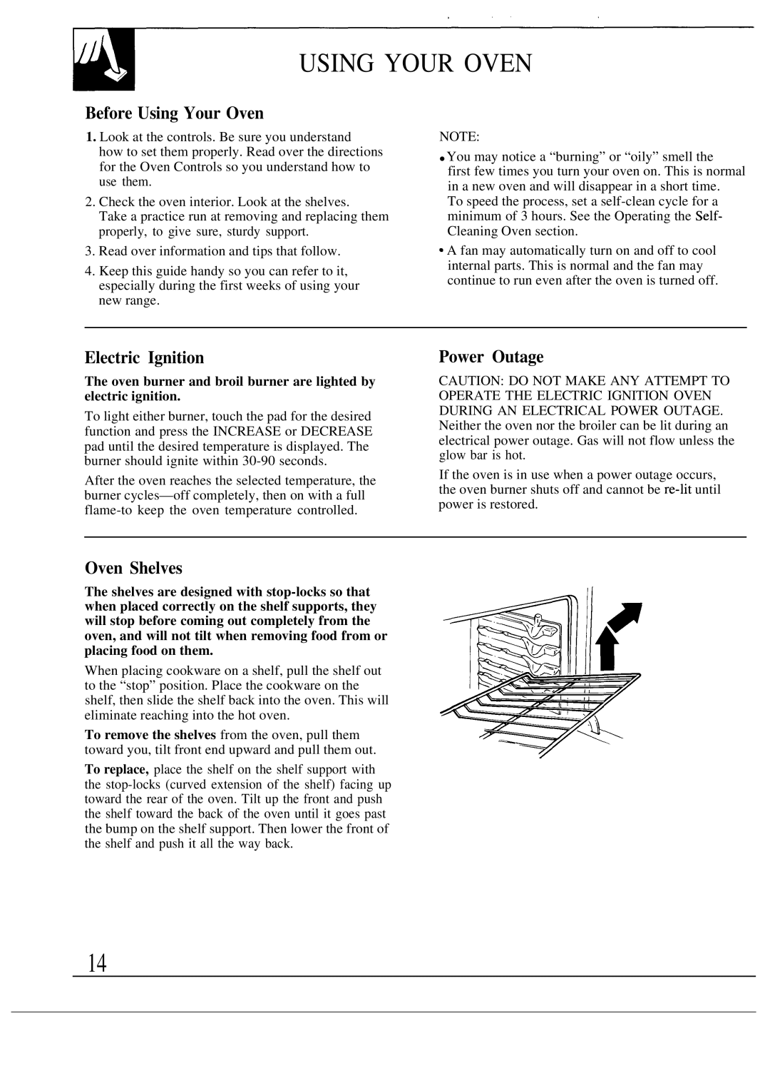 GE JGSP30, JGSP31, JGSP40 manual Before Using Your Oven, Oven Shelves 