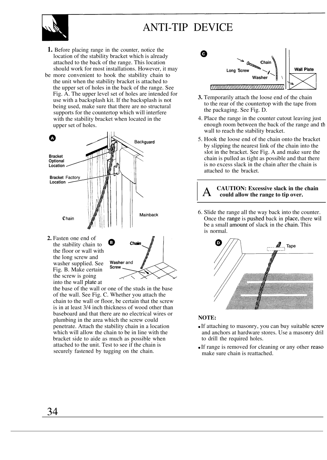 GE JGSP40, JGSP31, JGSP30 manual ANTI-TIP Device 