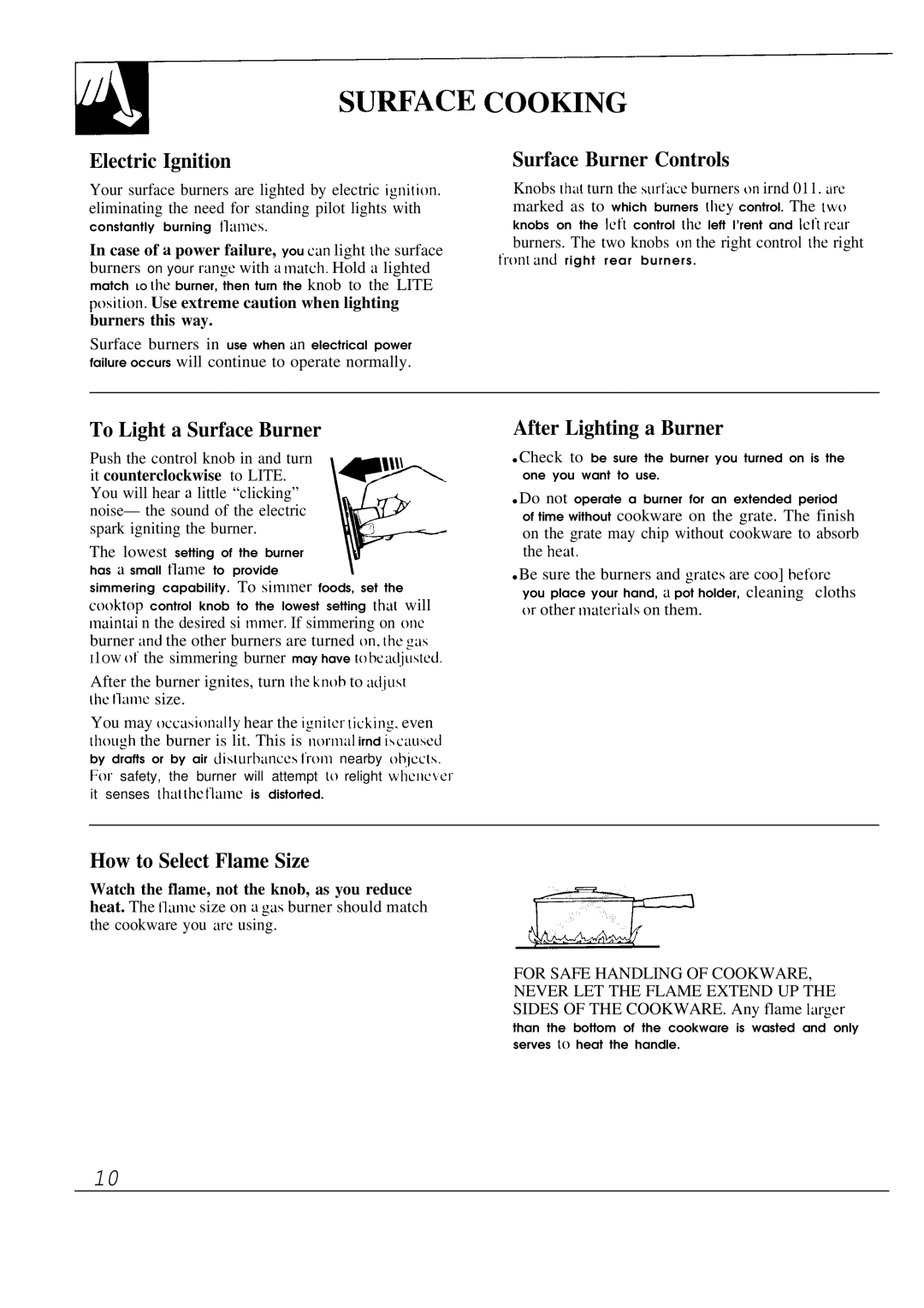 GE JGSP40AES SU~ACE Cooking, Electric Ignition, Surface Burner Controls, To Light a Surface Burner After Lighting a Burner 