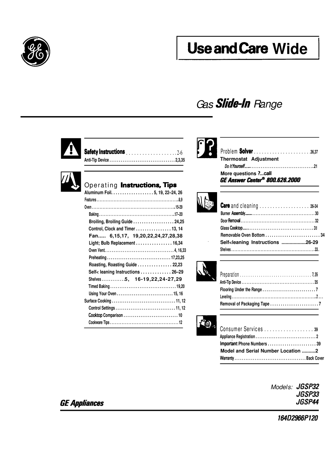 GE JGSP33, JGSP32 manual Useand&m Wide 