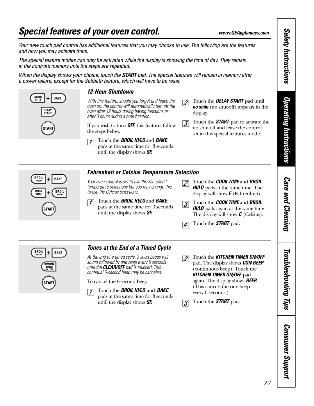 GE JGSP48 owner manual Special features of your oven control, Safety Instructions, Operating Instructions 