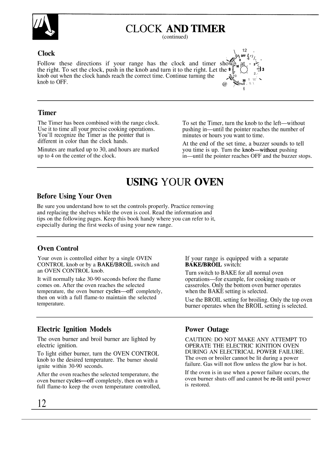 GE JGBS04PR, JGSS05GES, JGSS05GER, JGBS15GER manual USmG Your OWN, Timer, Before Using Your Oven, Power Outage, Oven Control 