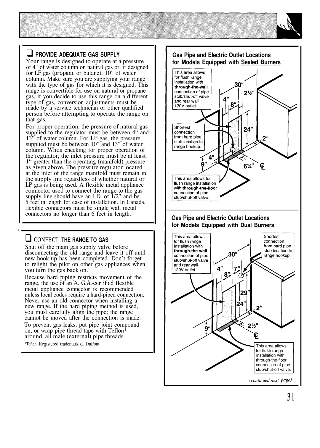 GE JGBS16GEP, JGSS05GES, JGSS05GER, JGBS15GER, JGBS12GER, JGBS06ES manual Provide Adequate GAS Supply, Confect the Range to GAS 