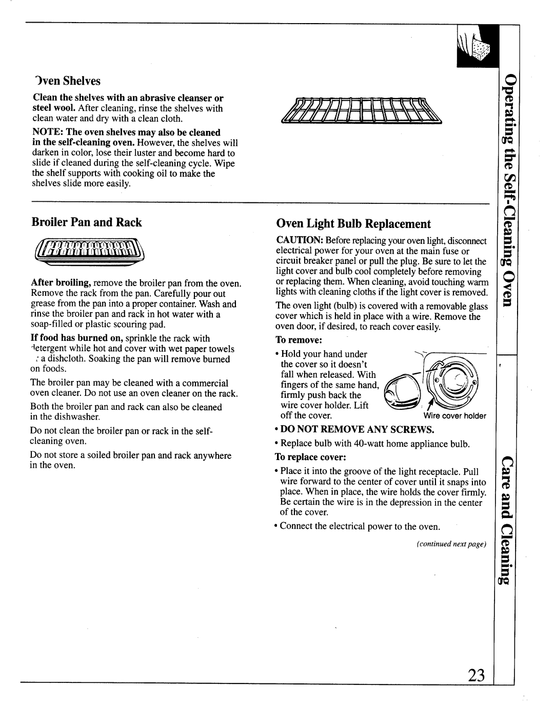 GE 164D2966P122, JKP13, JKP26, JRP14 warranty Broiler Pan and Rack, Oven Light Bulb Replacement, Toreplacecover 