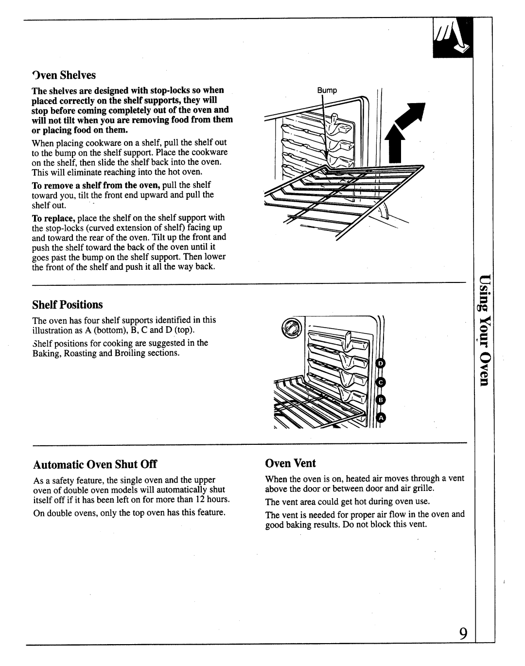 GE JKP26, JKP13, JRP14, 164D2966P122 warranty 9ven Shelves, ShelfPositions, AutomaticOven Shut Off, OvenVent 