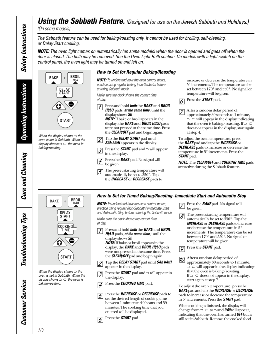 GE JTP17, JKP15, JRP15 Safety Instructions, Customer Service Troubleshooting Tips, How to Set for Regular Baking/Roasting 