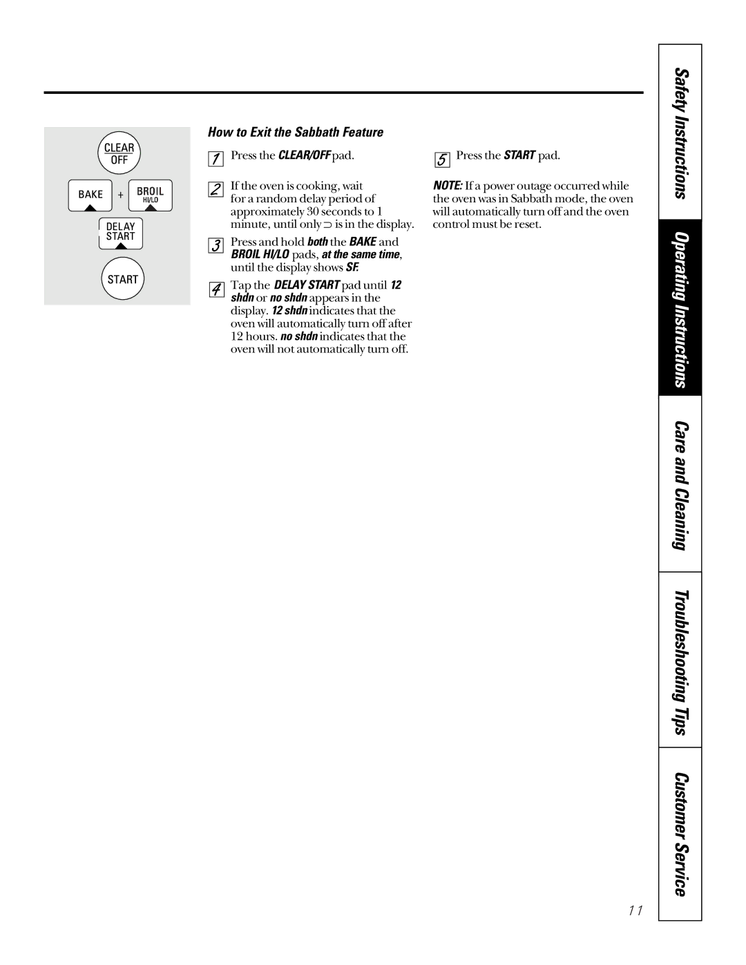 GE JRP15, JKP15, JTP17 owner manual How to Exit the Sabbath Feature 